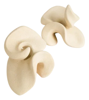Petals Candleholders in Stoneware Clay by Aleksandra Krasnopolska, Set of 2