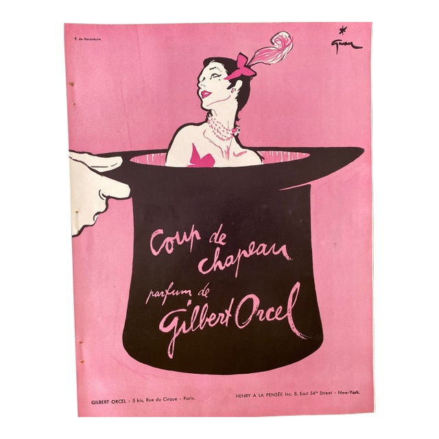 1953 Mid-Century French Perfume Advertisement Print by Gruau, Not Matted, Not Framed For Sale