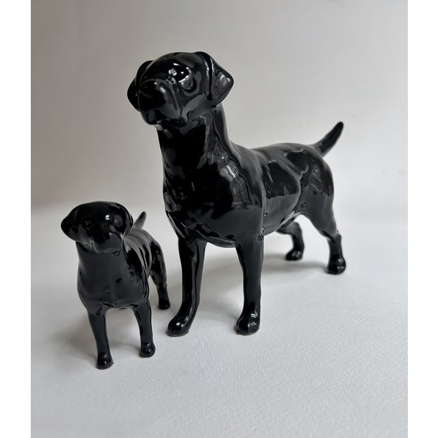 Ceramic Two British Beswick Black Labrador Dog Porcelain Figurines, C. 1960 For Sale - Image 7 of 17