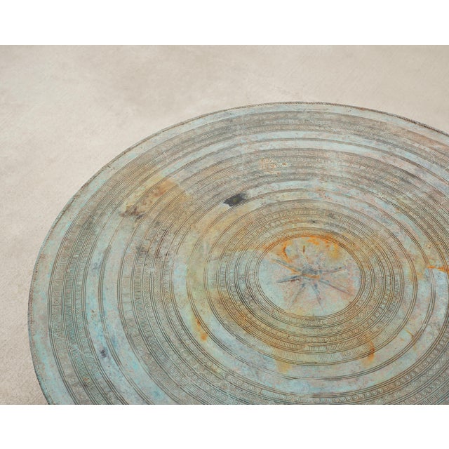 Southeast Asian Bronze Elephant Rain Drum Drinks Table 2 Ft For Sale - Image 11 of 18