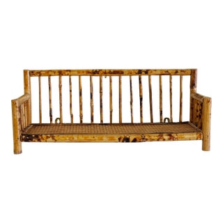 Vintage Scorched Bamboo Wall Shelf For Sale