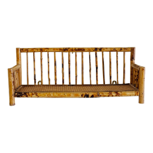 Vintage Scorched Bamboo Wall Shelf