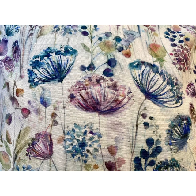 Contemporary Square Pillow With a Purple and Blue Floral Print - Made in U K For Sale - Image 4 of 11