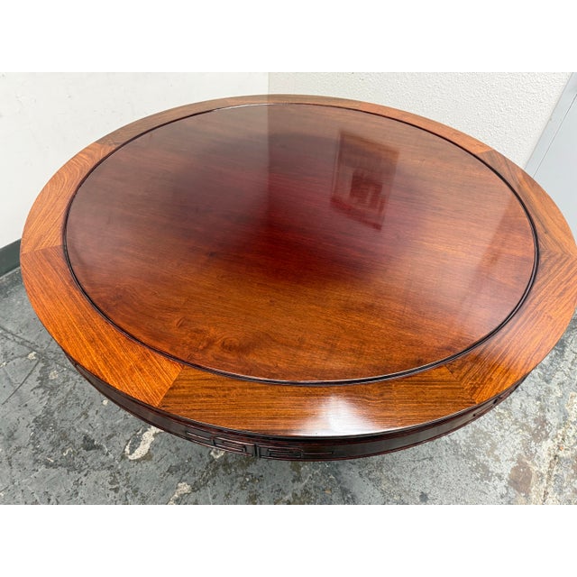 Vintage Asian Rosewood Round Dining Table + Four Chairs, Set For Sale - Image 12 of 12