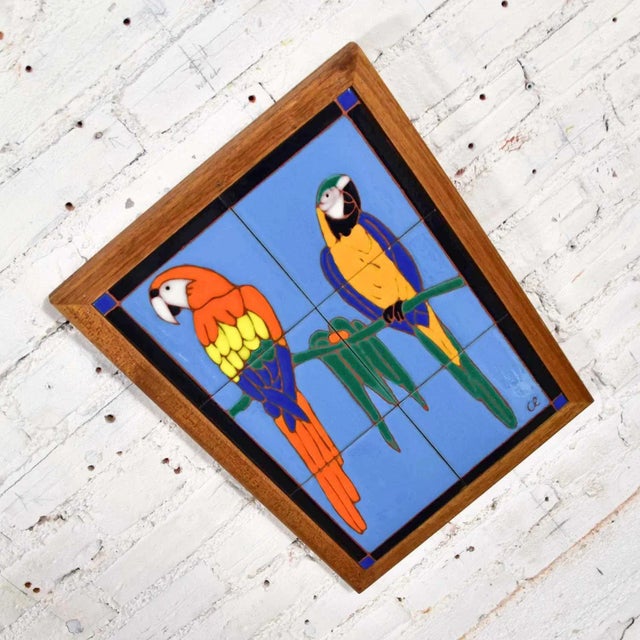 Late 20th Century Late 20th Century Catalina Style Parrot Ceramic Tile Plaque by Christopher Reutinger for Catalina Picture Tile For Sale - Image 5 of 12