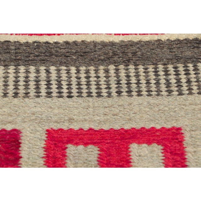 Red Mid 20th Century Irma Kronlund Rödhake Swedish Rollakan Rug, 04'10 X 07'11 For Sale - Image 8 of 12