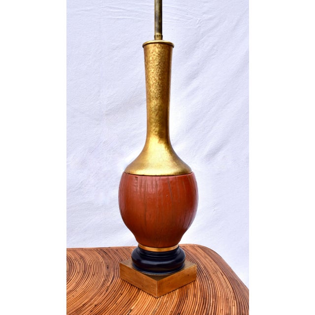 Salmon Mid Century Modern Gold Gilt Table Lamps by Marbro Lamp Co. For Sale - Image 8 of 11