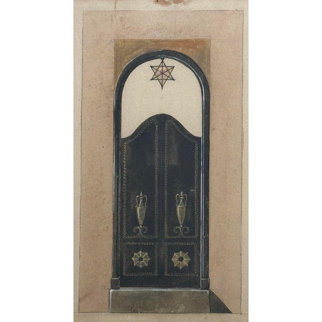 Antique French Art Nouveau Architectural Doorway Watercolor Study by C. Koeizner (Framed) For Sale - Image 4 of 6