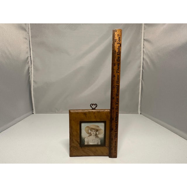 Early 20th Century French Miniature Portrait Painting: La Belle Époque Young Maiden, Bakelite Frame For Sale - Image 9 of 9