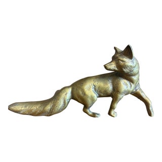 Vintage English Brass Fox For Sale
