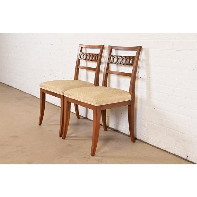 French Kindel Furniture Regency Carved Cherry Wood Side Chairs or Dining Chairs, Pair For Sale - Image 3 of 11