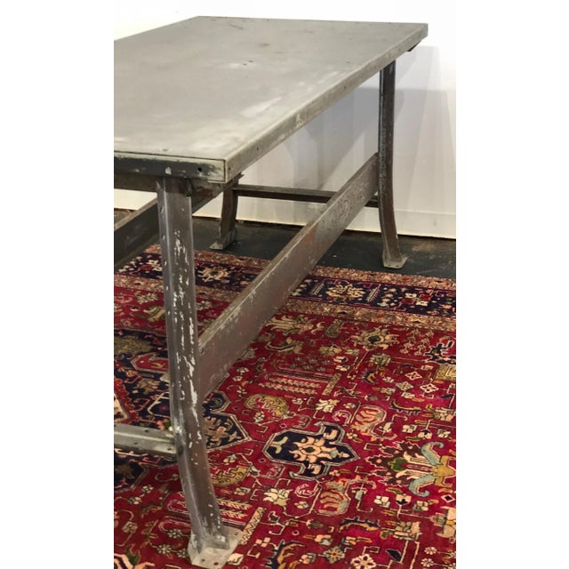 1940s Industrial Steel/Metal Worktable For Sale - Image 4 of 8