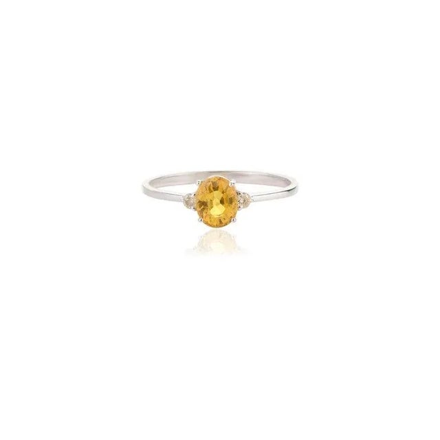 Yellow 18k Gold Yellow Sapphire and Diamond Pendant, Ring Size 7, Stud Earrings - 4 Pieces For Sale - Image 8 of 11