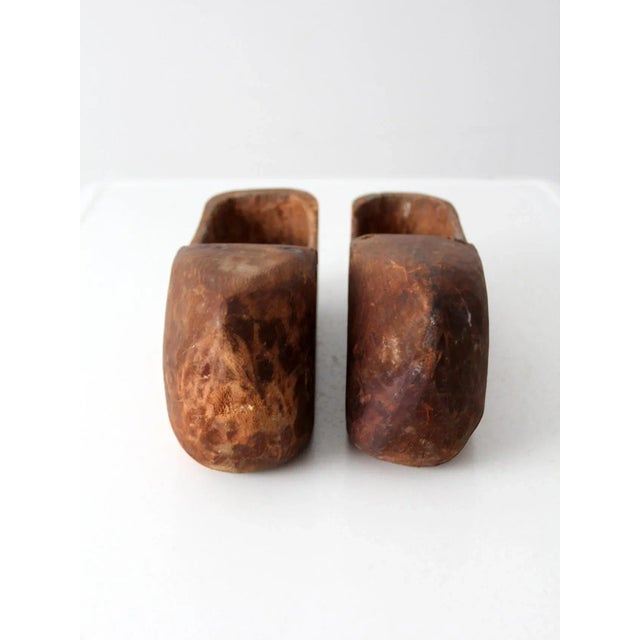 Antique Primitive Wooden Clogs For Sale - Image 4 of 12