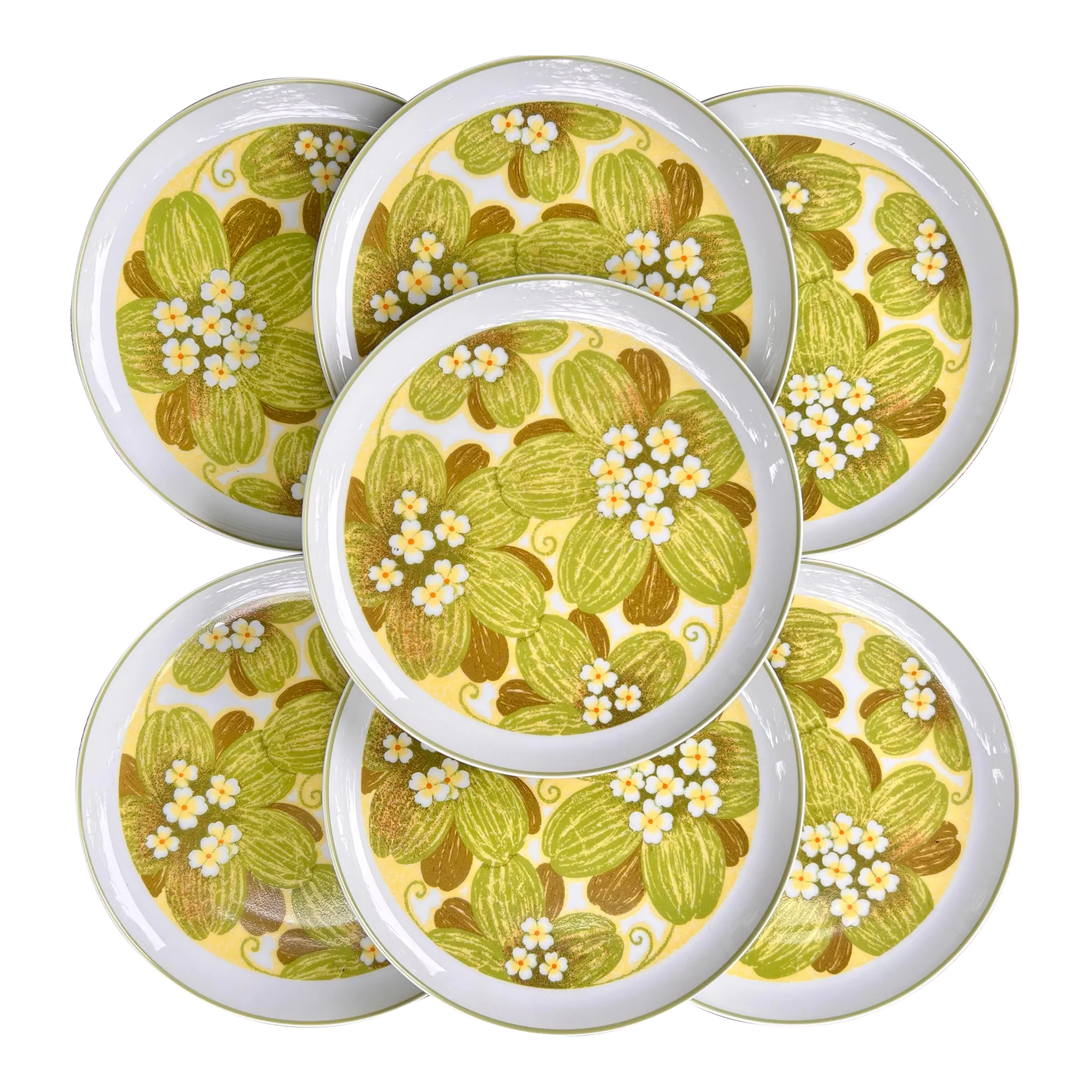 Vintage Noritake “Wahine” Retro Floral Dinner Plates- Set of 7