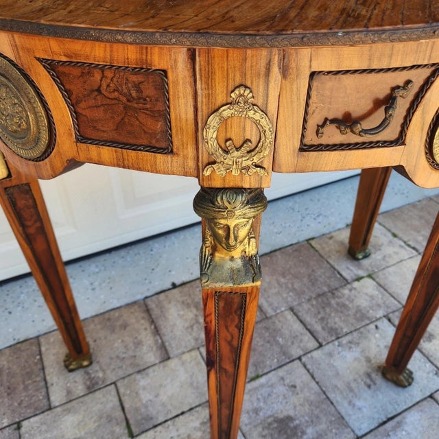 French Empire Style Console Marble Entry Table & Mirror For Sale - Image 15 of 17