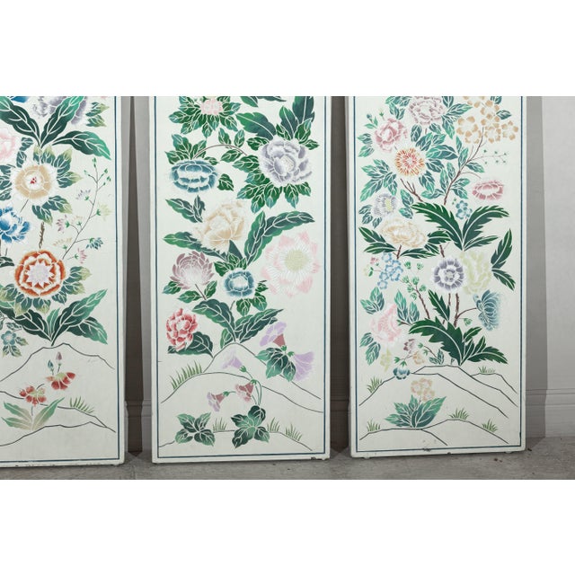 Chinese Painted Panels with Spring Flowers and Butterflies - Set of 4 For Sale - Image 9 of 18