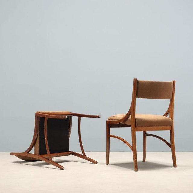 Brown Vintage Dining Chairs in Beech, 1960s, Set of 5 For Sale - Image 8 of 9
