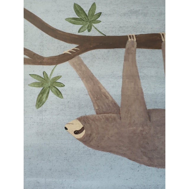 Contemporary 'Hanging Sloth' Original Naïve Style Animal Oil Painting by British Artist Matt Rix, Framed For Sale - Image 11 of 11