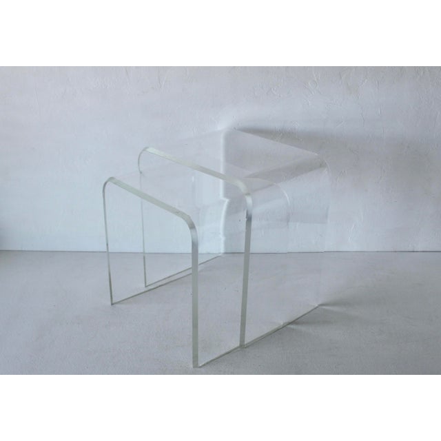 Vintage Lucite Acrylic Waterfall Nesting Tables, Mid-Century Modern-a Pair For Sale In Miami - Image 6 of 15