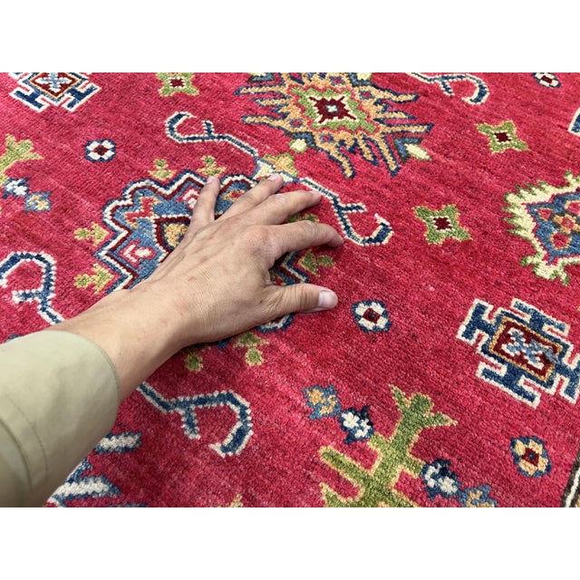 Red and Navy Kazak Wool Tribal Area Rug, 3'5" X 4'8" For Sale - Image 9 of 16