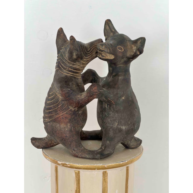 Mid-Century Colima Style Terracotta Dancing Dogs Sculpture, Mexico, 1950s For Sale - Image 3 of 6
