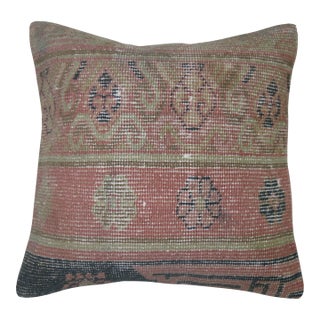 Pink Wool Feminine Khotan Antique Rug Pillow For Sale