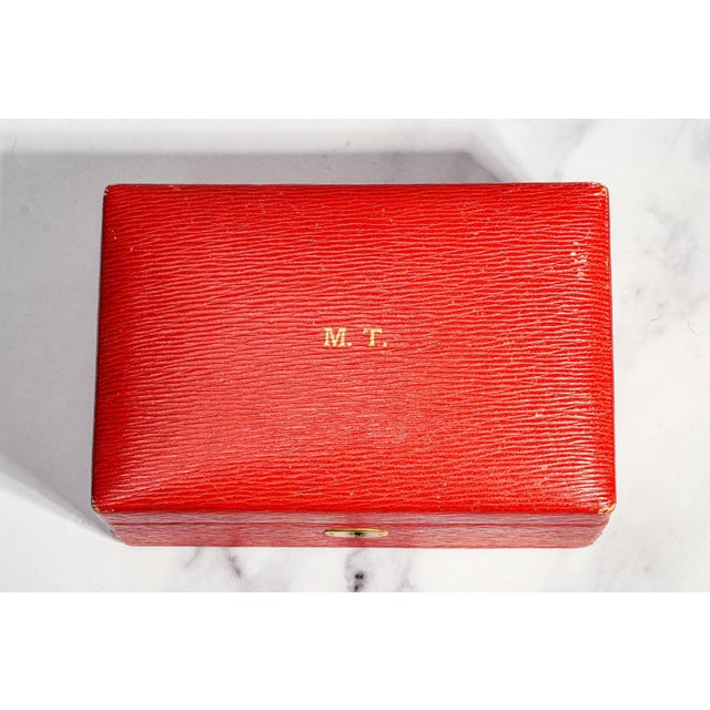Nice Antique Mark Cross Red Leather Jewelry Box Luxury Case With Lock & Key Home Decor For Sale - Image 4 of 18