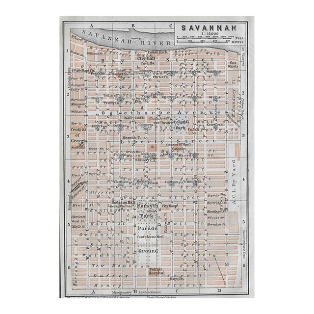 1909 Savannah Georgia Antique Map For Sale
