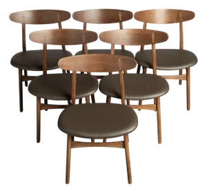 1960s Hans Wegner Ch30 Dining Chairs Set of 6 With New Vegan Friendly Faux Leather Upholstery