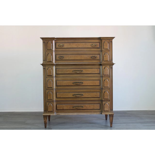 Thomasville Mid Century Modern Hight Boy Chest of Drawers For Sale - Image 4 of 4