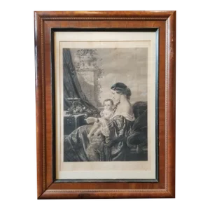 Early 19th Century "Maternal Love" Figurative Portrait Engraving, Framed