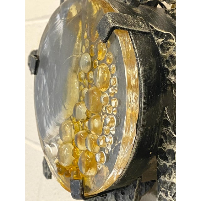Brutalist Wall Light in Glass and Wrought Iron, 1960s For Sale - Image 12 of 13