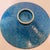 Bitossi Italy mid-century modern ceramic footed bowl showcases the iconic Rimini Blu glaze with a textured, sgraffito...