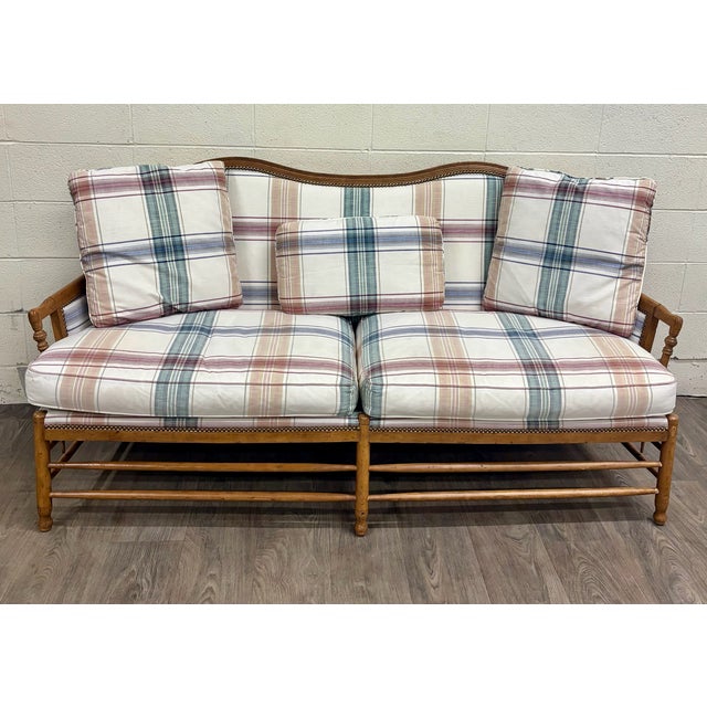 Vintage Isenhour Furniture MCM Ficks Reed Style Rattan Camelback Sofa For Sale In Kansas City - Image 6 of 14