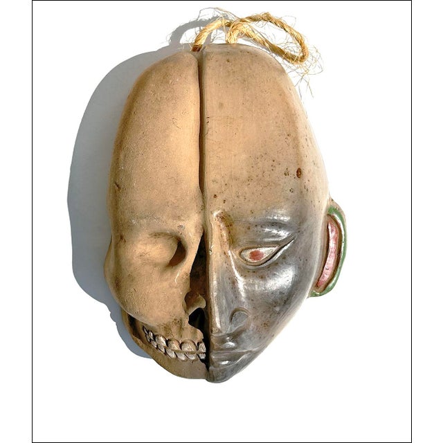 Mexican Vintage Mexican Life & Death Art Pottery Carnival Mask For Sale - Image 3 of 8