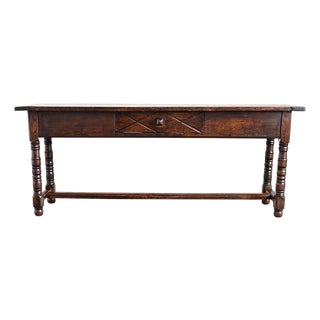 French 19th Century Oak Server with Turned Legs For Sale