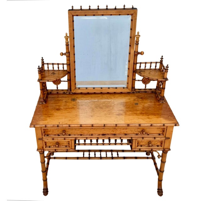 Late 19th Century 19th Century Faux Bamboo Vanity Attributed to Horner For Sale - Image 5 of 11