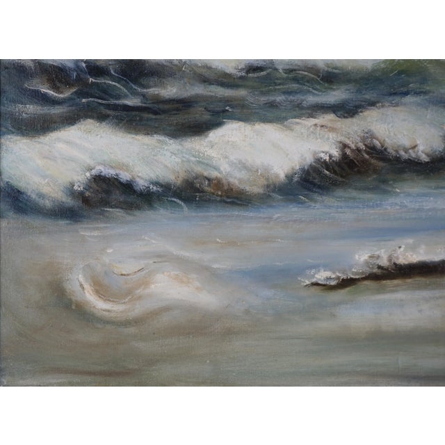 Vintage Oil Painting of Southern California Seascape by Nadine Pollard For Sale In Monterey, CA - Image 6 of 8