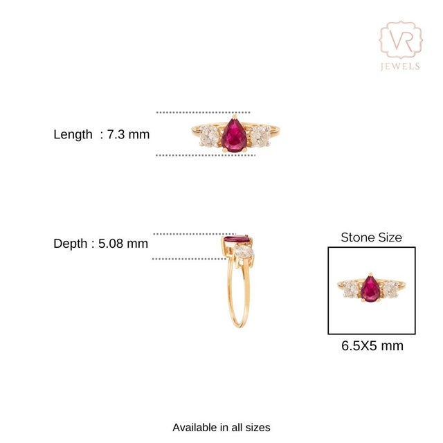 Ancient Prong Set Ruby & Round Diamond Past Present Future Ring Size 5 in 14k Gold For Sale - Image 9 of 14