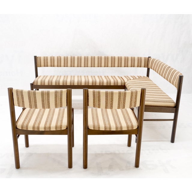 Danish Mid Century Modern L Shape Bench Chairs Dining Table Kitchen Dinette Set For Sale - Image 12 of 15