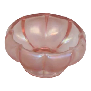 Fenton 75th Anniversary Pink Velva Rose Iridescent Glass Footed Melon Bowl