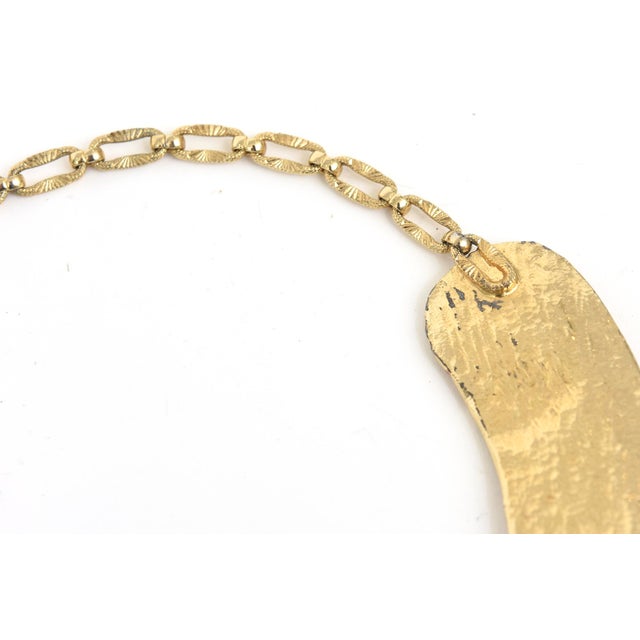 Metal Vintage Signed Kenneth Lane Egyptian Etruscan Style Gold Plated Collar Necklace For Sale - Image 7 of 11