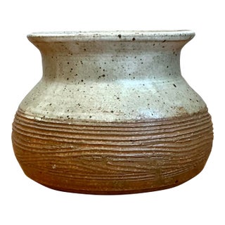 Vintage Original Studio Pottery Scored Vase For Sale