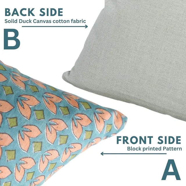 Fabdivine Handcrafted Block Print Cushion Cover 14x20 Inch Pure Linen- Titli For Sale - Image 4 of 4