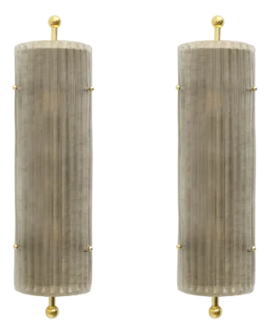 Art Deco Style Smoked Murano Glass and Brass Sconces, 2000, Set of 2