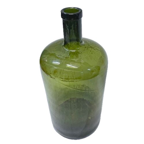 Large antique French square tapered green glass wine bottle. No maker's marks.