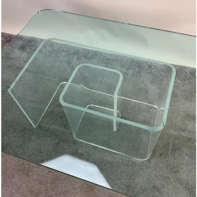 1970s Jeffrey Bigelow Style Mid Century Modern Lucite Base Coffee or Cocktail Table For Sale - Image 5 of 11