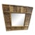 Large Vintage Square Abaca Woven Wall Mirror For Sale