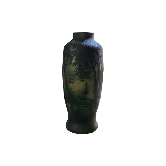 Art Nouveau Early 20th Century Drum Nancy French Cameo Glass Vase For Sale - Image 3 of 5